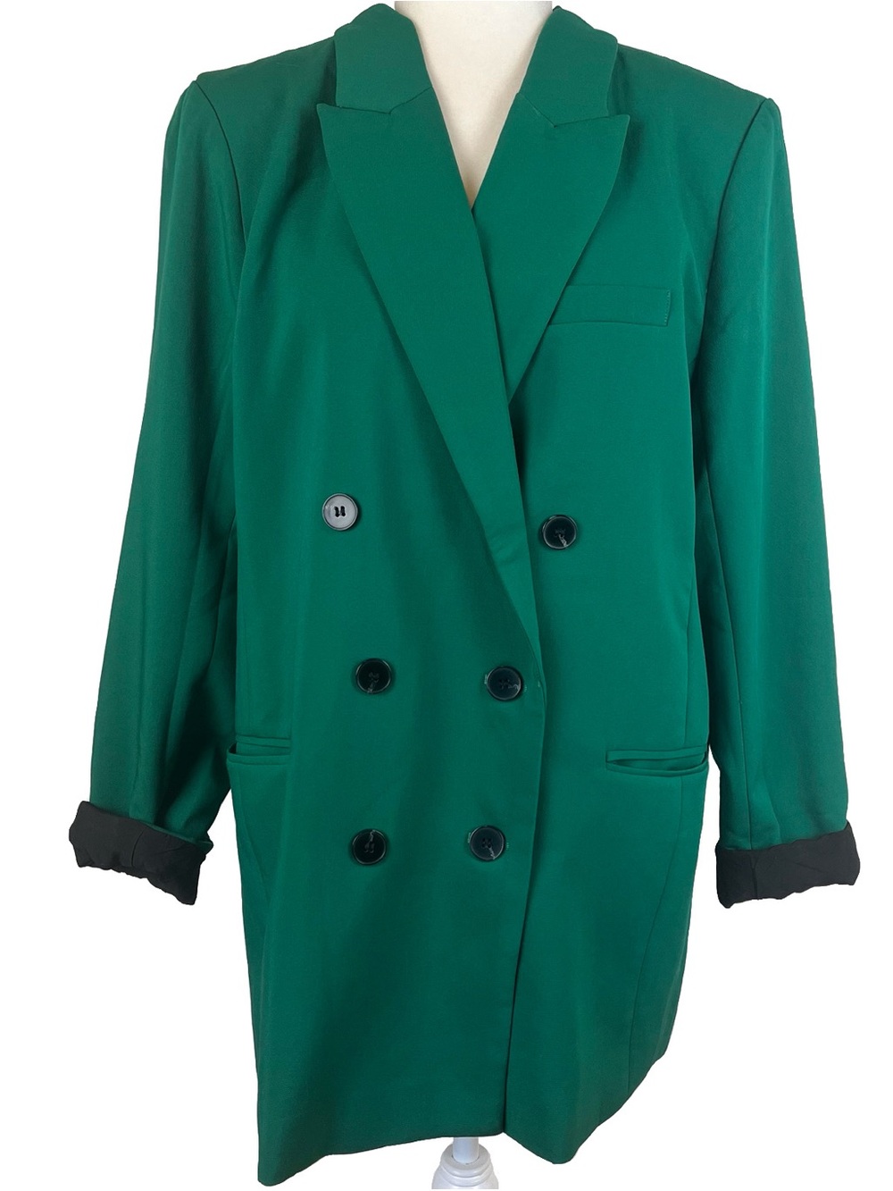 Joie Kelly Green Boyfriend Blazer Double Breasted Wide Notch Lapel Size Large
